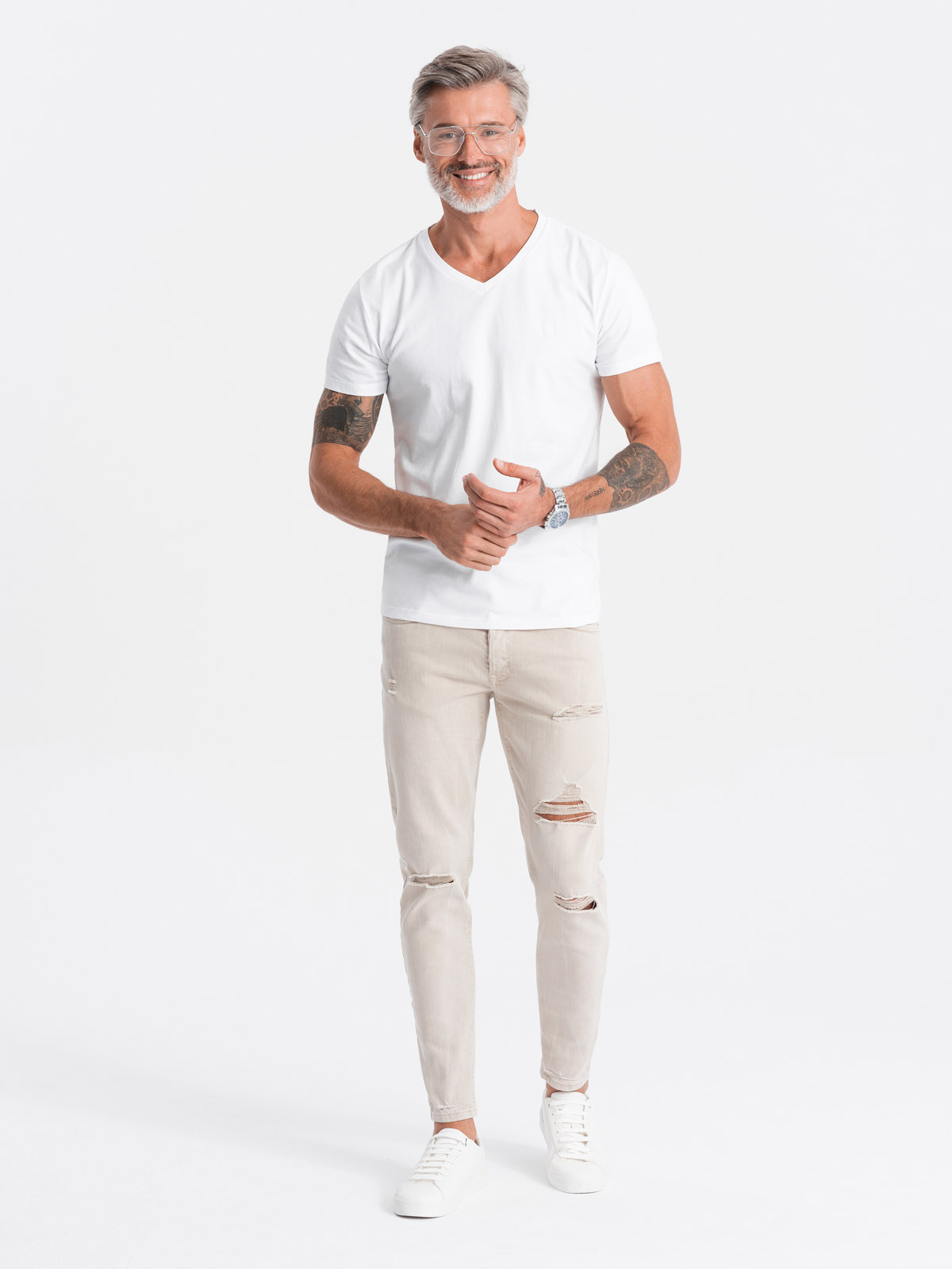 

Чоловіча футболка без принта S1183 - білий
