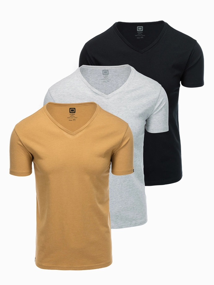 Комплект хлопковых футболок V-NECK из 3 комплектов - смесь V15 Z29