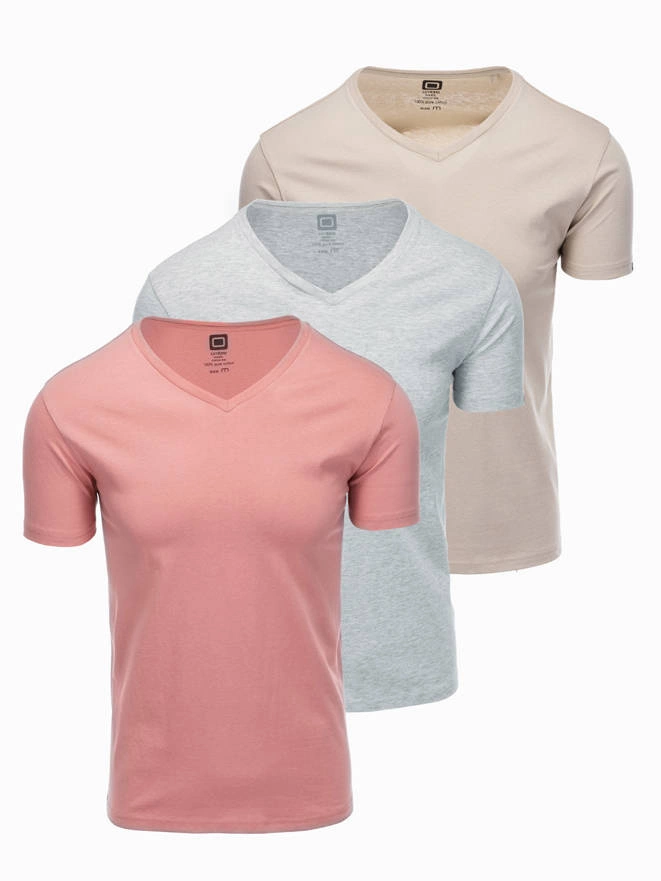 Комплект хлопковых футболок V-NECK из 3 комплектов - смесь V14 Z29