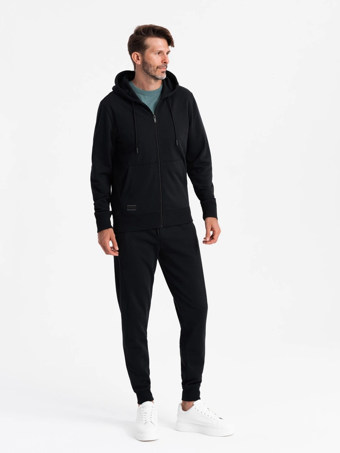 Męski dresowy komplet BASIC bluza rozpinana + joggery – czarny V9 Z86