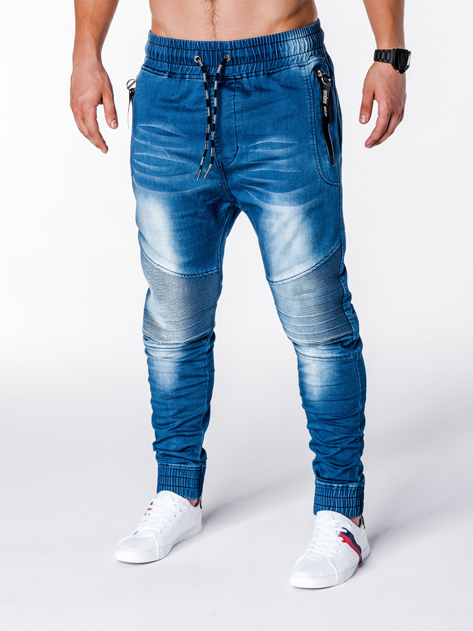 Брюки мужские джинсовые джоггеры - синие P649