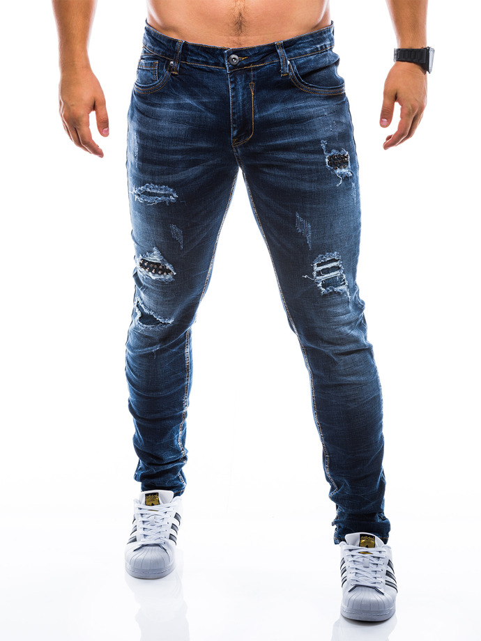Брюки мужские джинсовые - тёмно-синие P783