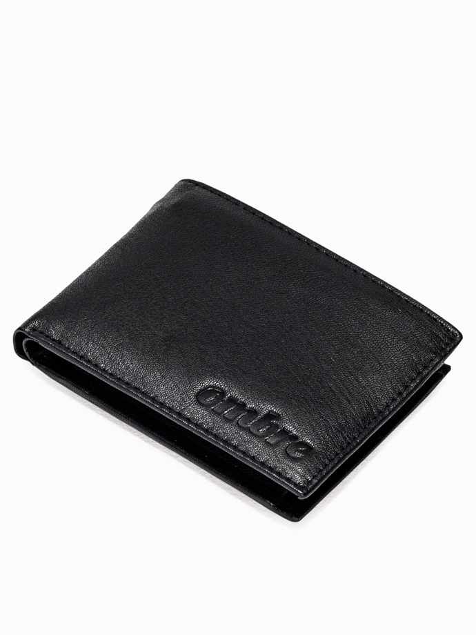 Бумажник мужской кожаный - чёрный A088