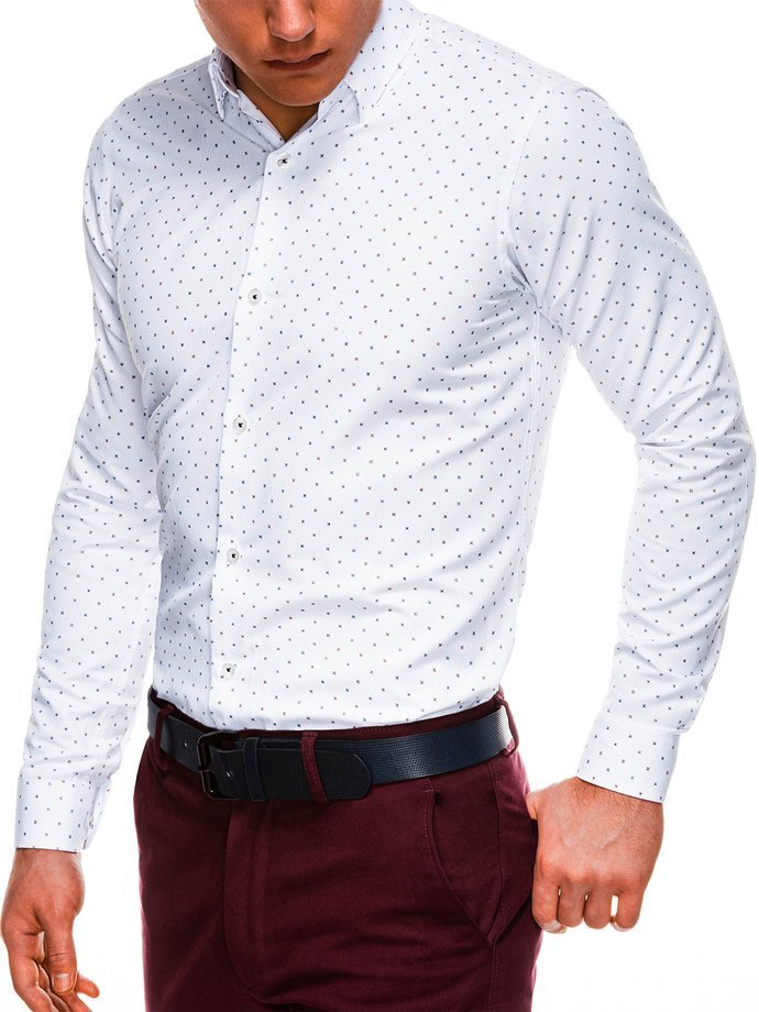 Мужская элегантная рубашка с длинным рукавом - белый K524