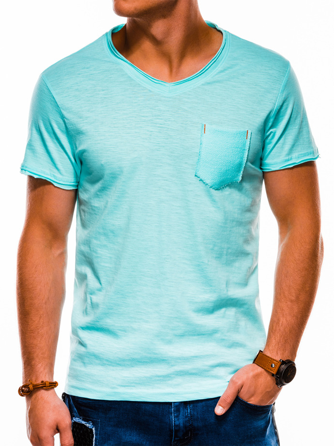 Мужская футболка без принта - бирюзовая S1100