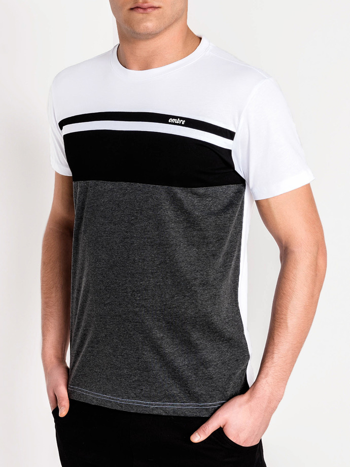 Мужская футболка без принта - черная/темно-серая S844