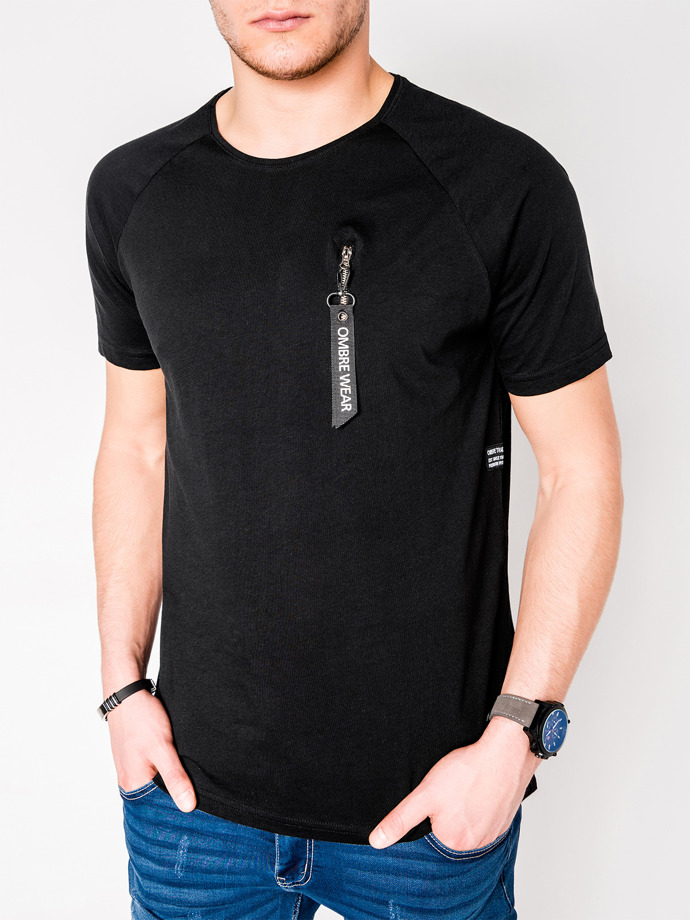 Мужская футболка без принта - чёрная S1011