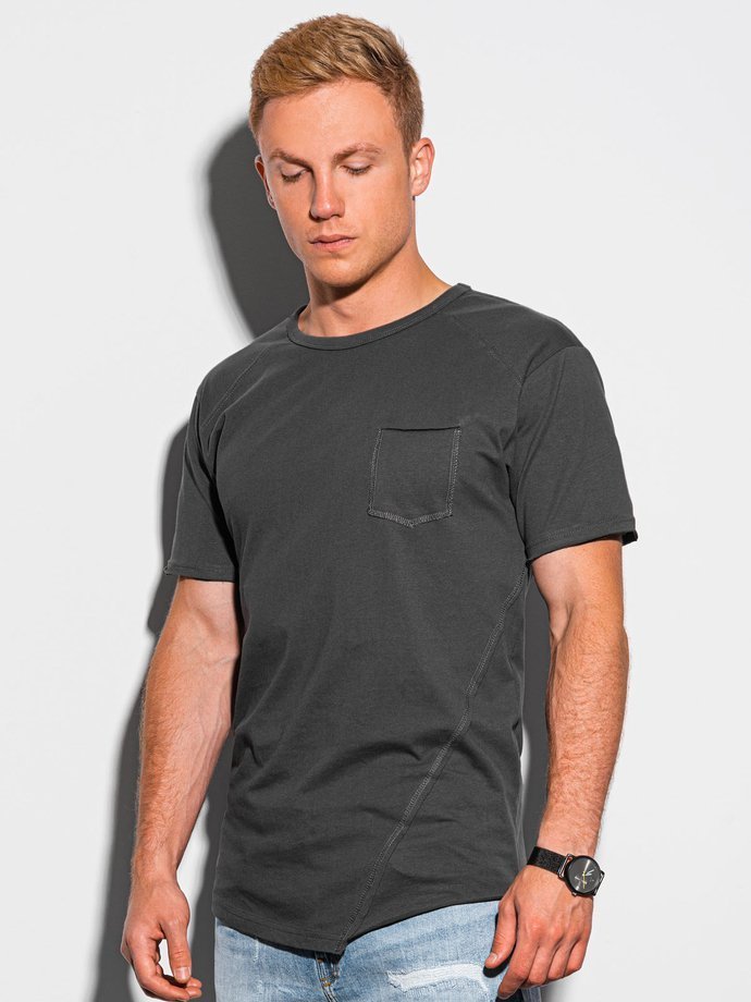 Мужская футболка без принта - графитный S1384