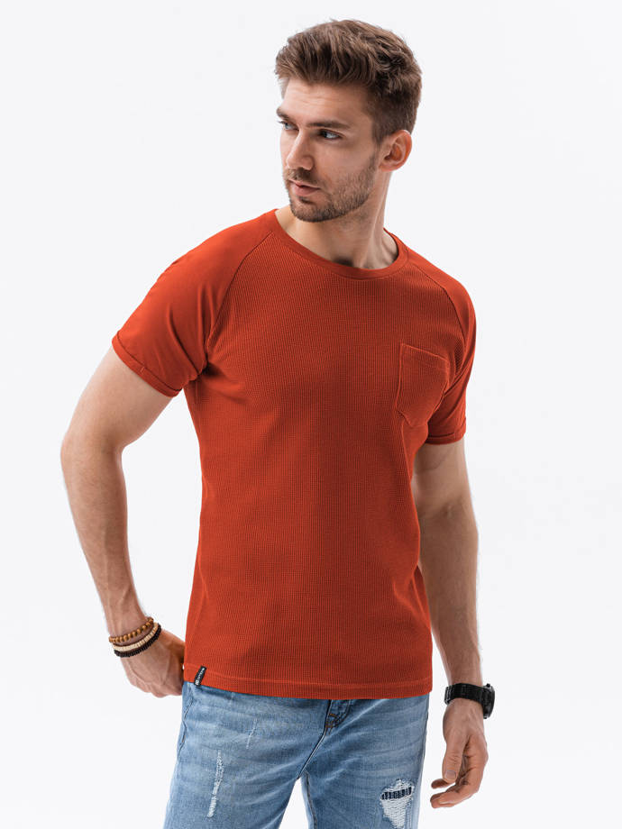 Мужская футболка без принта - кирпичный S1182