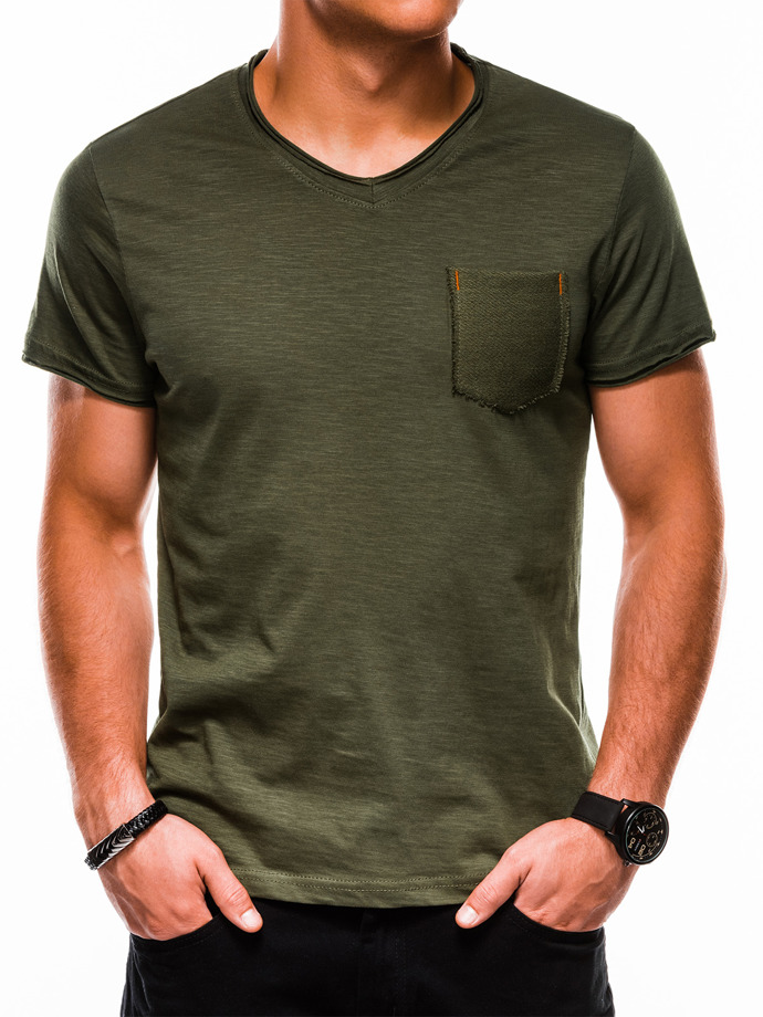 Мужская футболка без принта - оливковая S1100