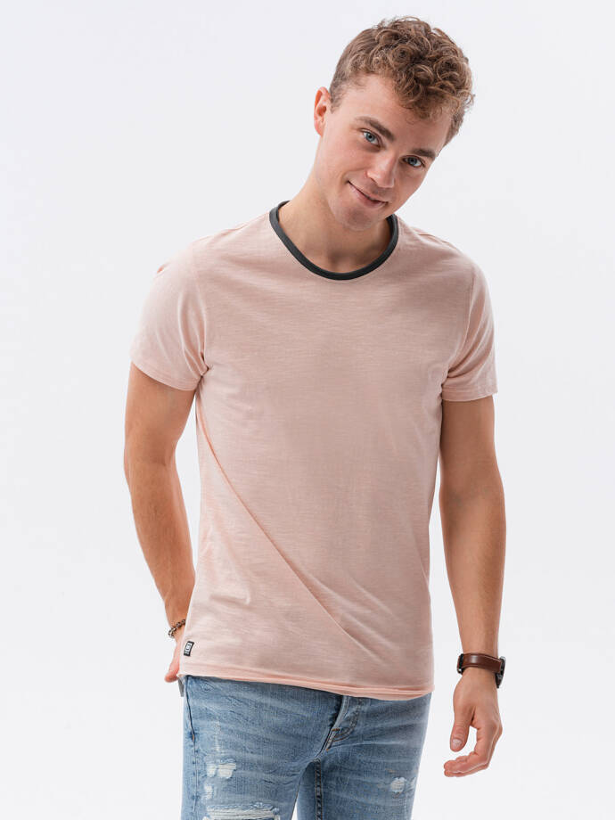 Мужская футболка без принта - персиковый S1385