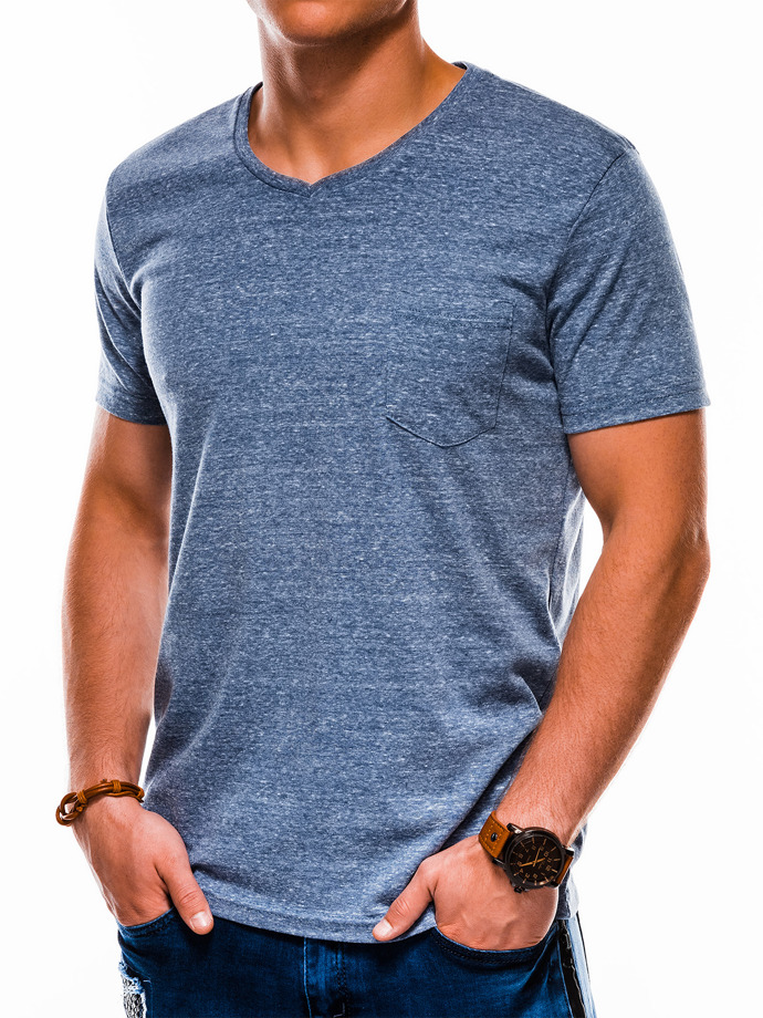 Мужская футболка без принта S1045 - тёмно-синяя