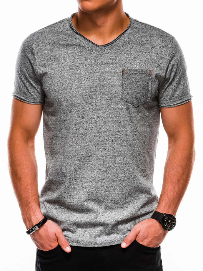 Мужская футболка без принта S1100 - тёмно-серая/меланжевая