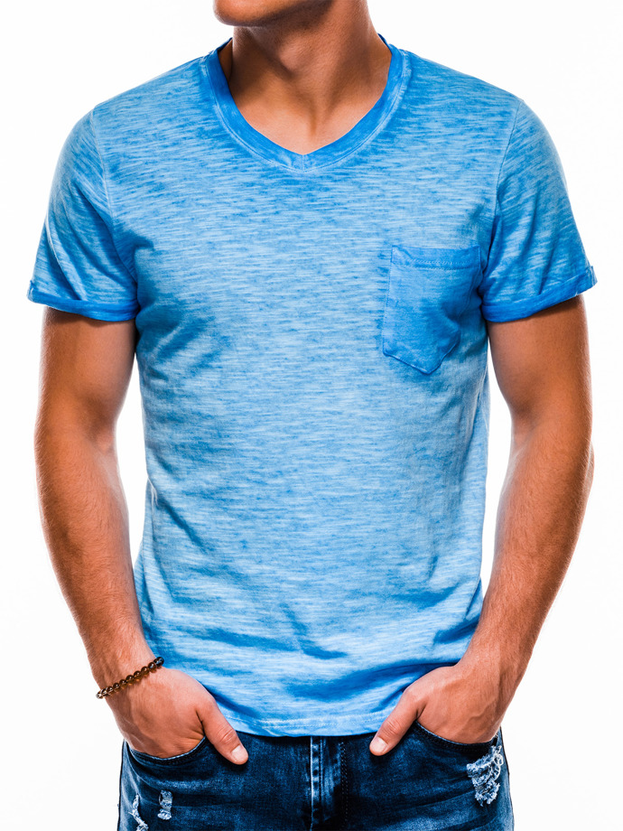 Мужская футболка без принта - синяя S1053