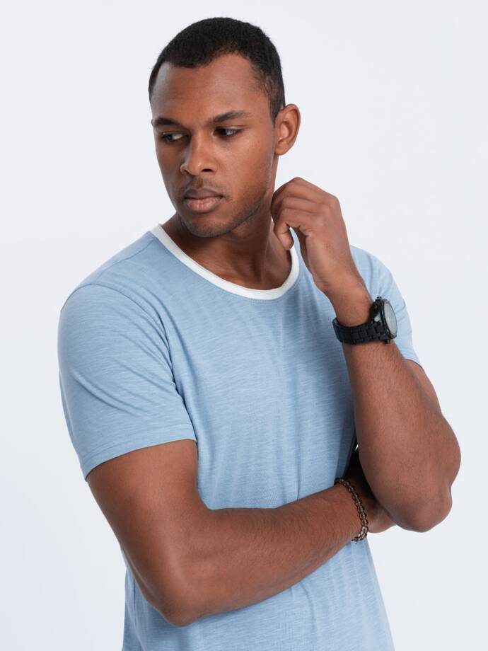Мужская футболка без принта - светло-синий S1385
