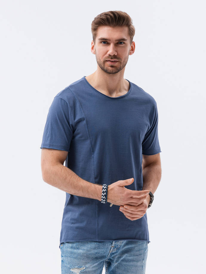 Мужская футболка без принта - темно-синий S1378