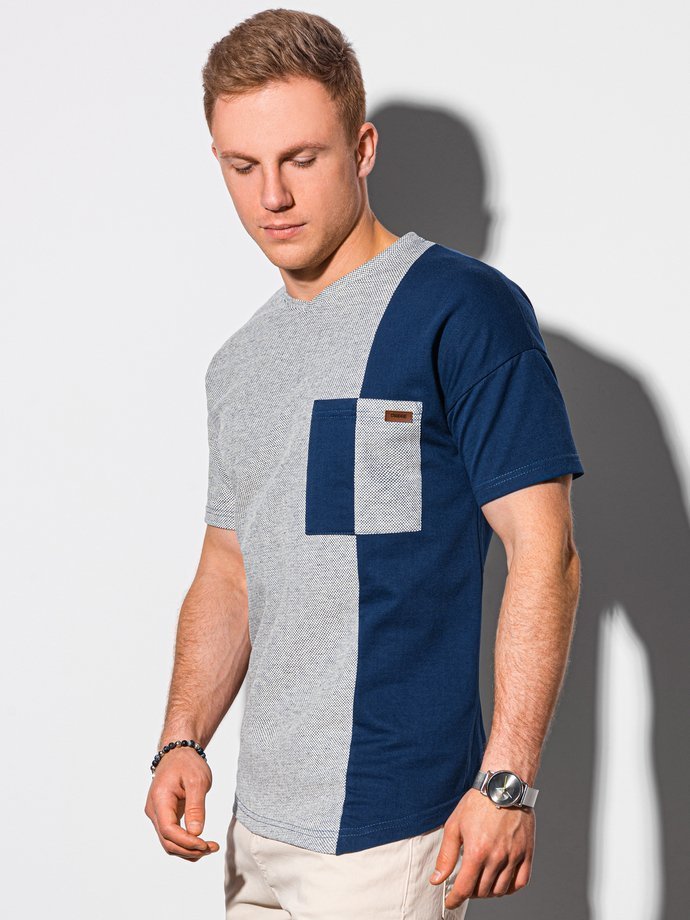 Мужская футболка без принта - темно-синий S1455