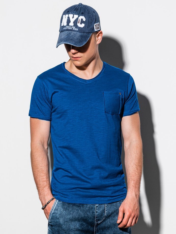Мужская футболка без принта - тёмно-синяя S1100