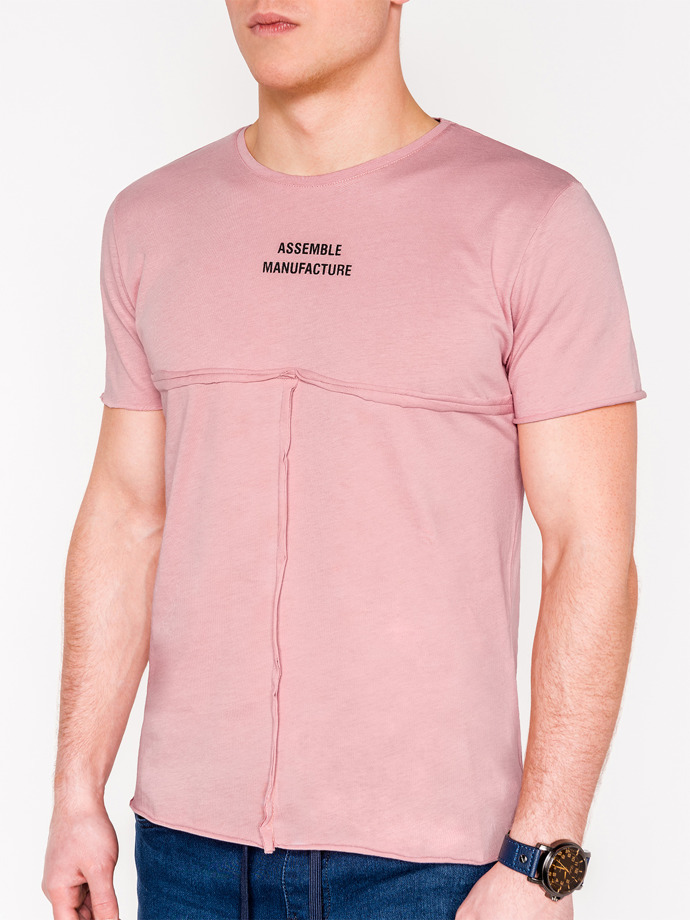 Мужская футболка с принтом - розовая S958