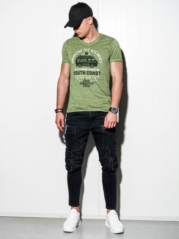 Мужская футболка с принтом S1151 - зелёная