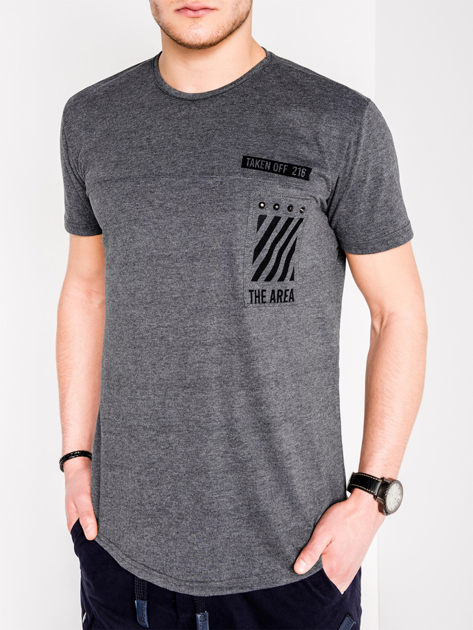Мужская футболка с принтом - темно-серая S969