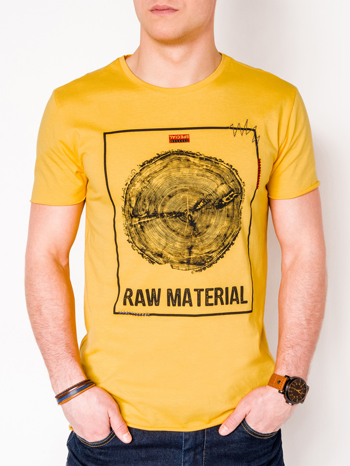 Мужская футболка с принтом - желтая S928