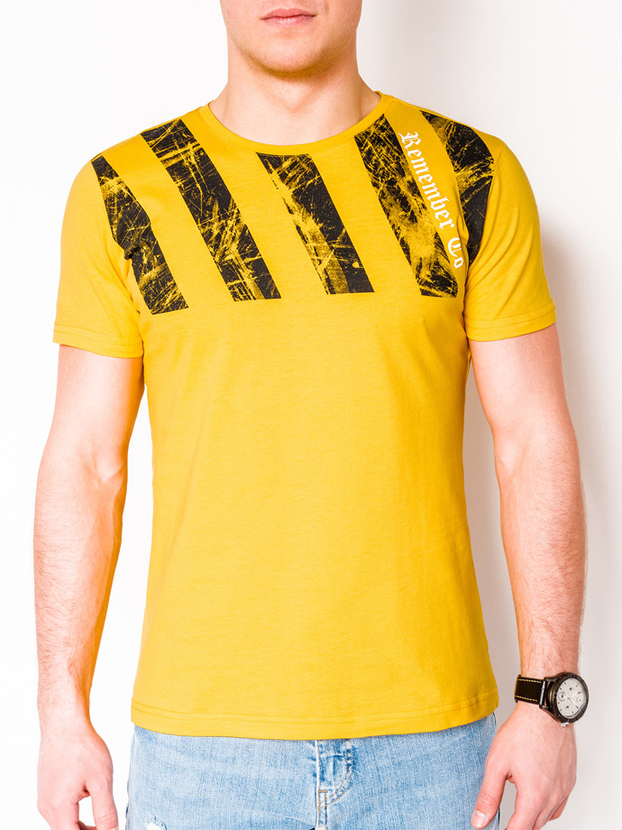 Мужская футболка с принтом - жёлтая S959