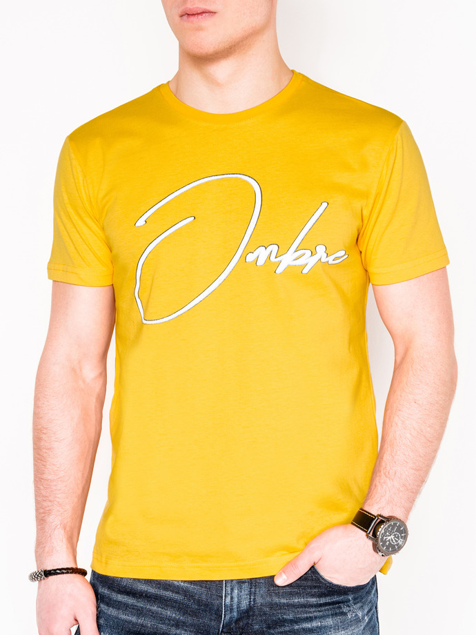 Мужская футболка с принтом - жёлтая S989