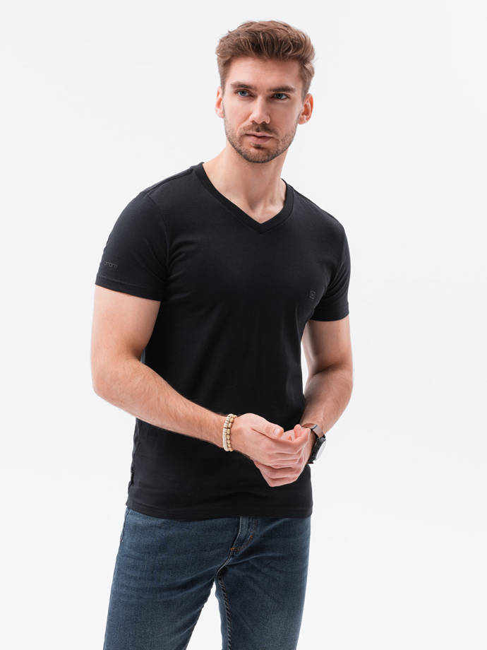 Мужская футболка V-NECK с эластаном - черный V3 S1183