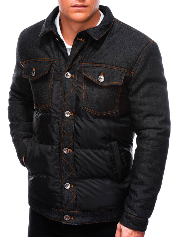 Мужская куртка демисезонная стеганая - чёрный C446