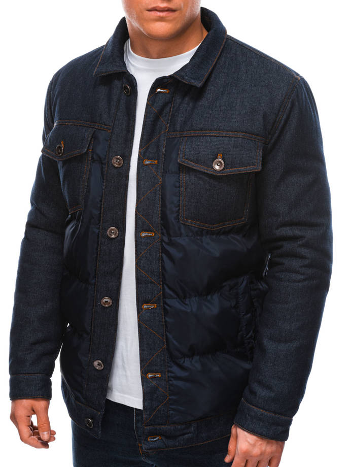 Мужская куртка демисезонная стеганая - темно-синий C446