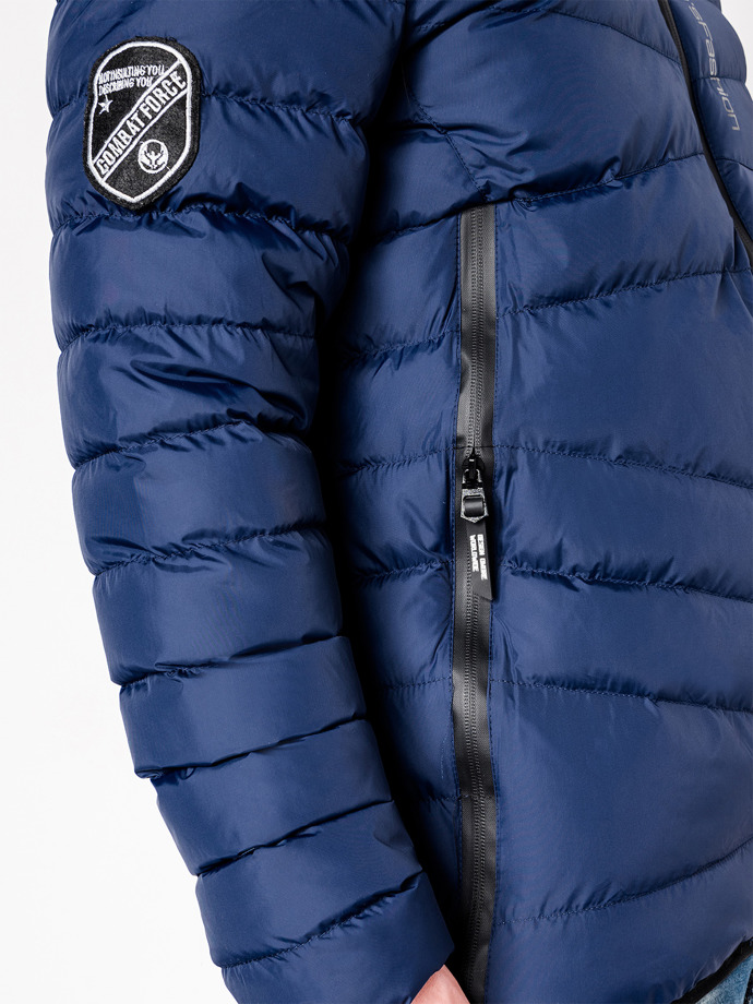 Мужская куртка зимняя стеганая C314 - темно-синяя