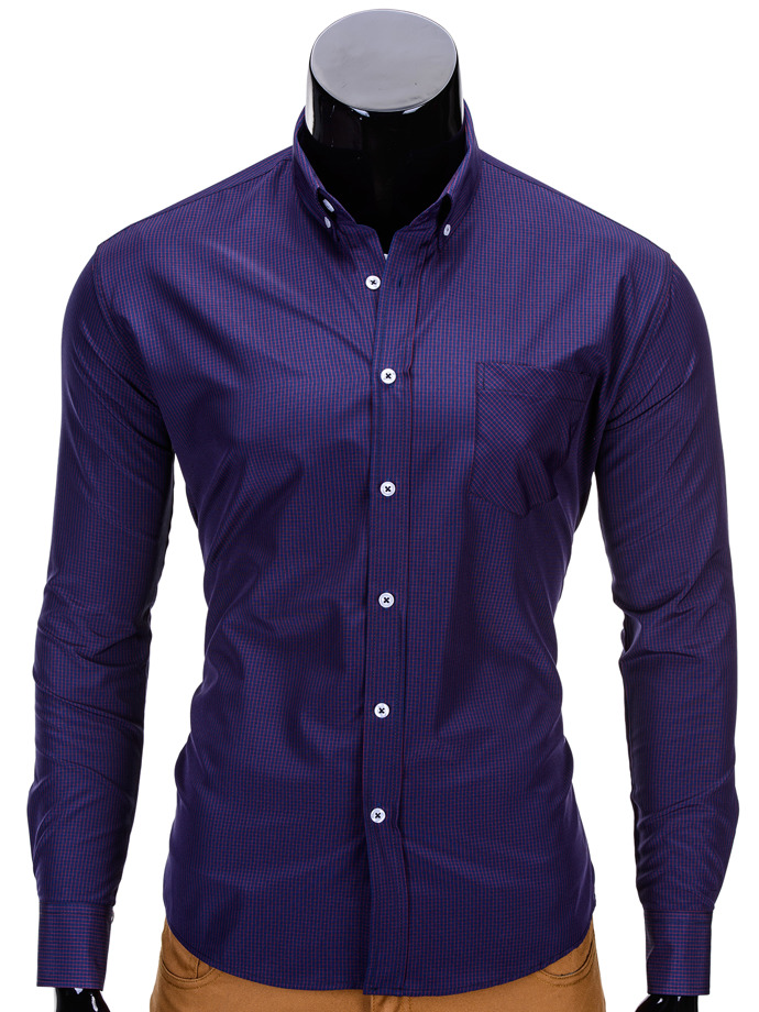 Мужская рубашка элегантная с длинным рукавом - фиолетовая K323