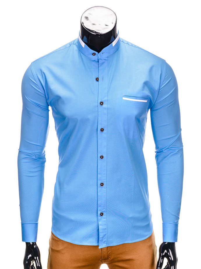 Мужская рубашка элегантная с длинным рукавом - голубая K303