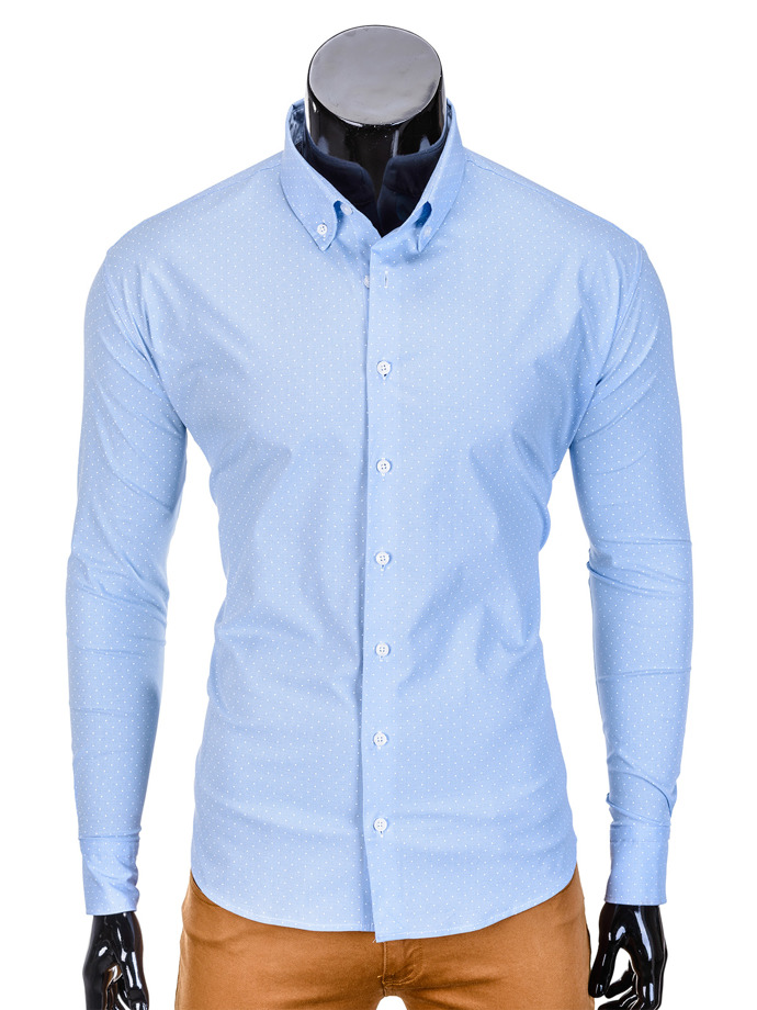 Мужская рубашка элегантная с длинным рукавом - голубая K392
