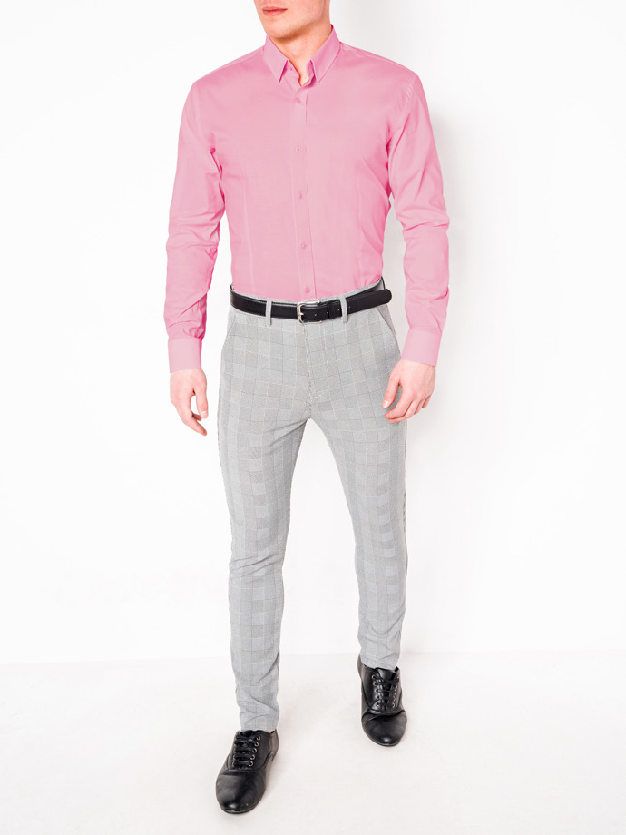 Мужская рубашка элегантная с длинным рукавом K219 - розовая