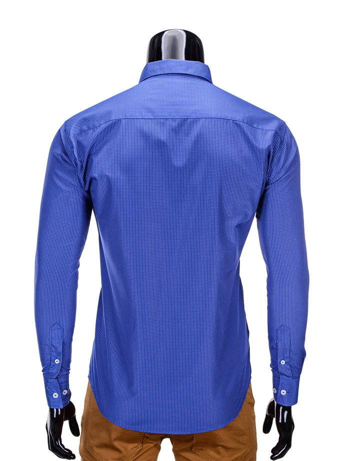 Мужская рубашка элегантная с длинным рукавом K323 - синяя