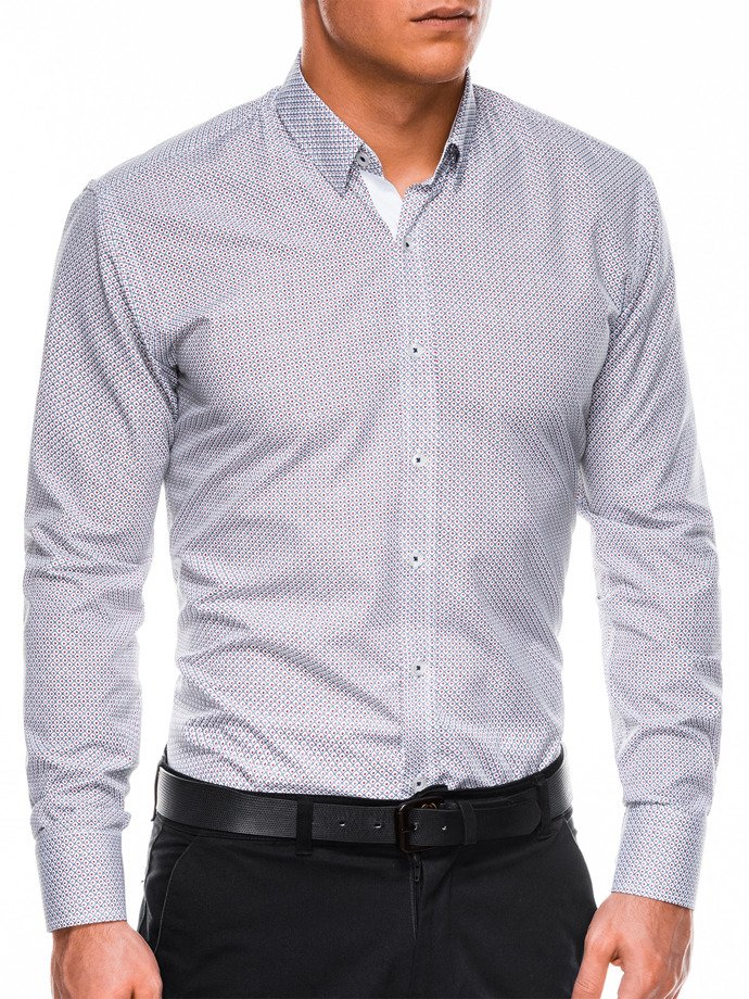 Мужская рубашка элегантная с длинным рукавом K469 – белая/красная