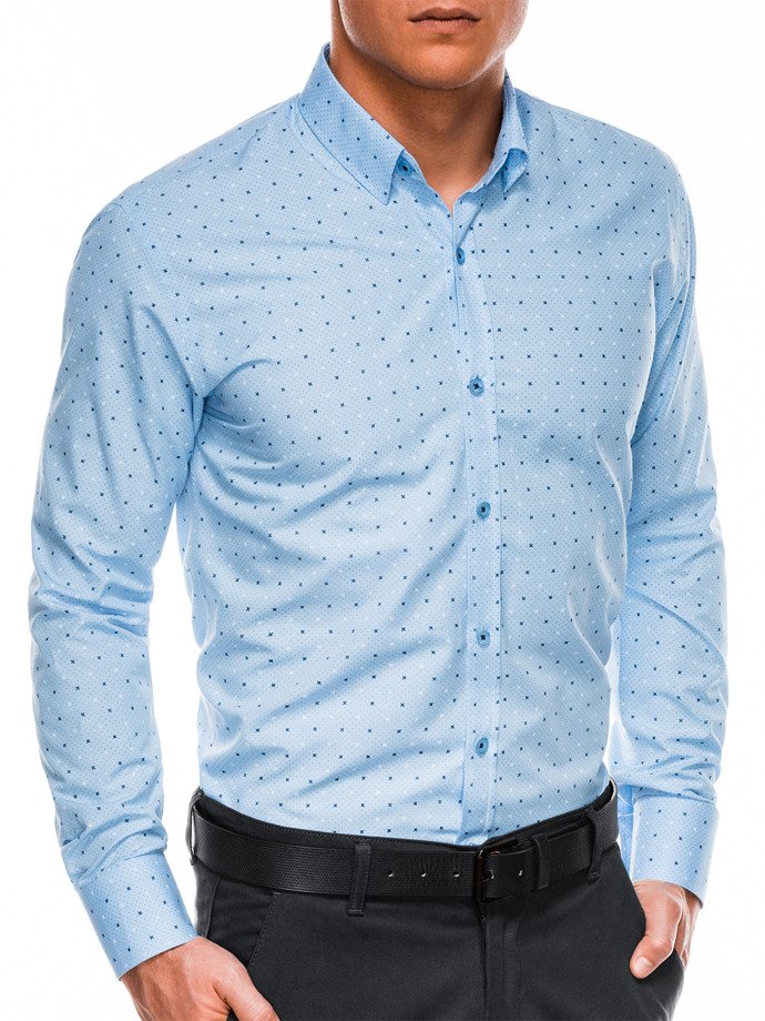 Мужская рубашка элегантная с длинным рукавом K470 - голубая