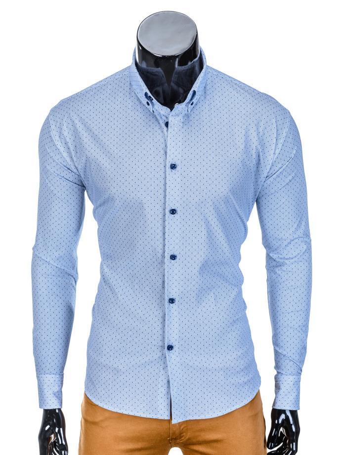 Мужская рубашка элегантная с длинным рукавом - синяя K392