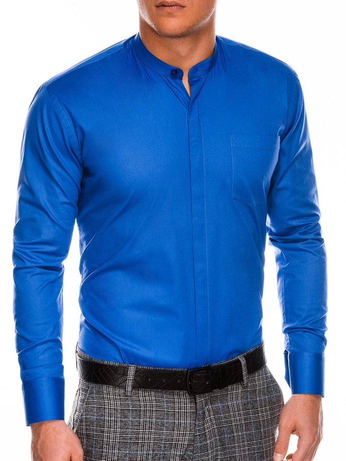 Мужская рубашка элегантная с длинным рукавом - синяя K586