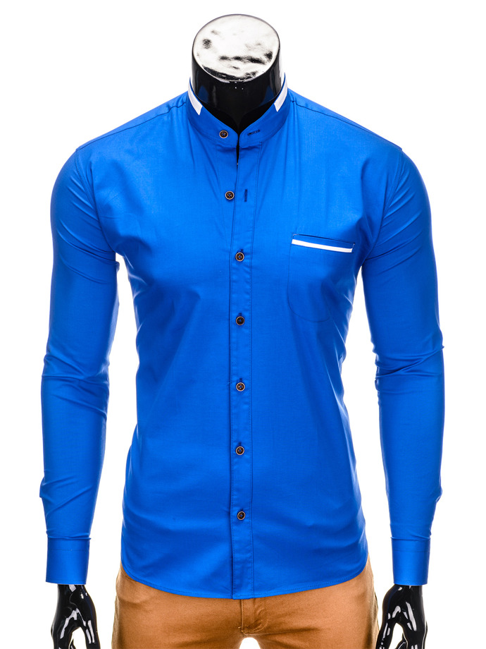 Мужская рубашка элегантная с длинным рукавом - светлый темно-синий K303