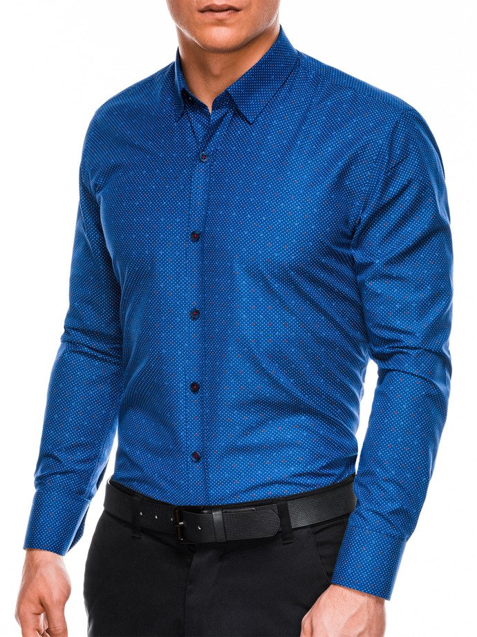 Мужская рубашка элегантная с длинным рукавом - тёмно-синяя K470