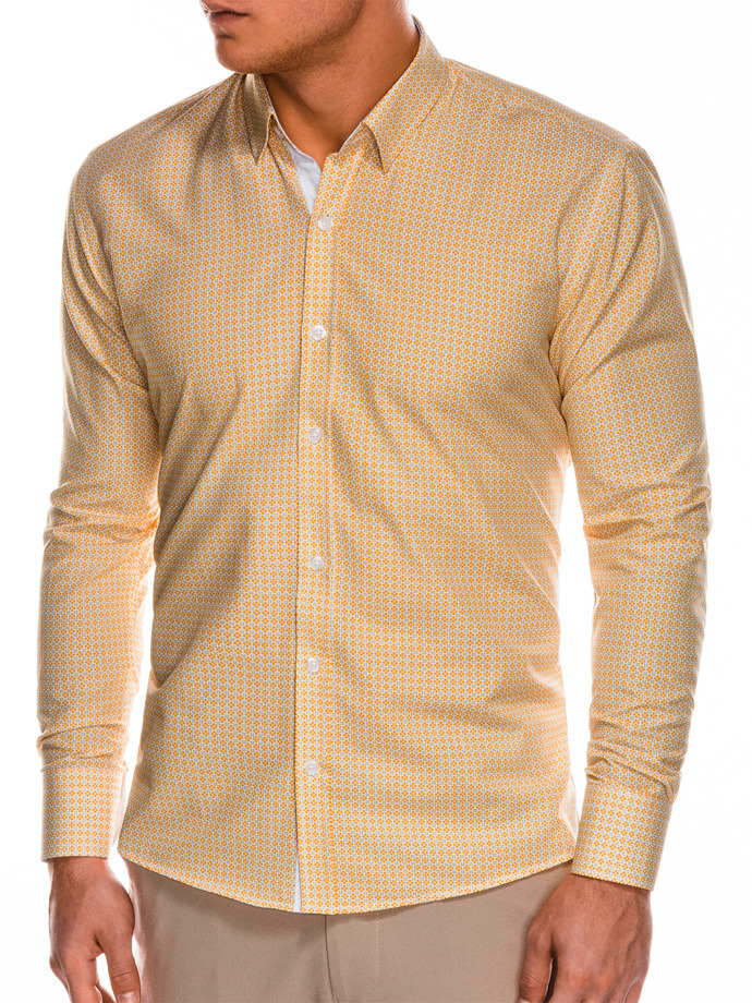 Мужская рубашка с длинным рукавом K467 - оранжевая