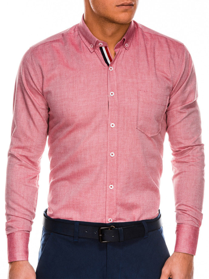 Мужская рубашка с длинным рукавом K490 - красная