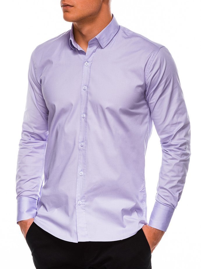 Мужская рубашка с длинным рукавом K504 - фиолетовая