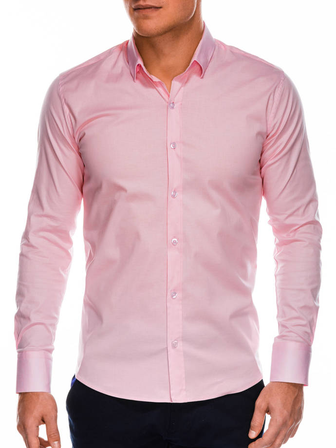 Мужская рубашка с длинным рукавом - розовая K504
