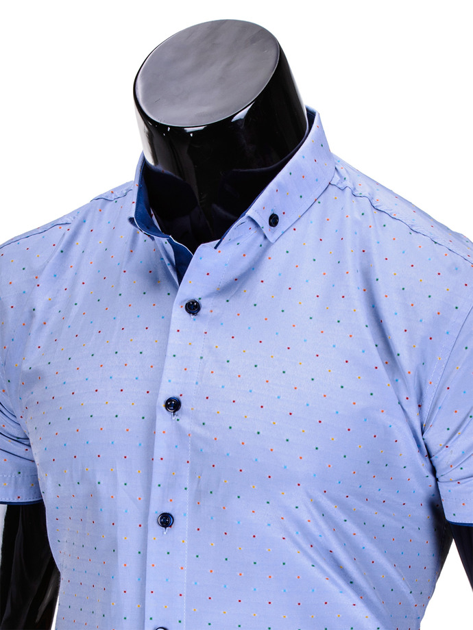 Мужская рубашка с коротким рукавом K338 - голубая