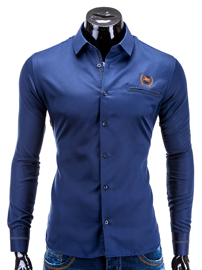 Мужская рубашка - темно-синяя K239