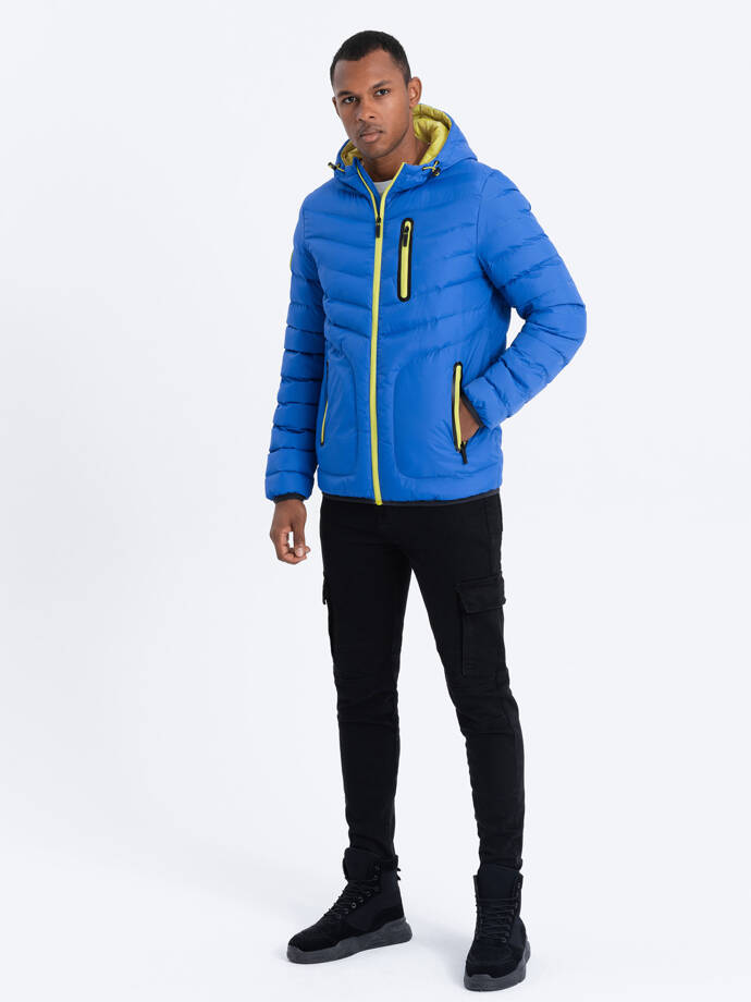 Мужская стеганая спортивная куртка - синий V4 OM-JALP-0118